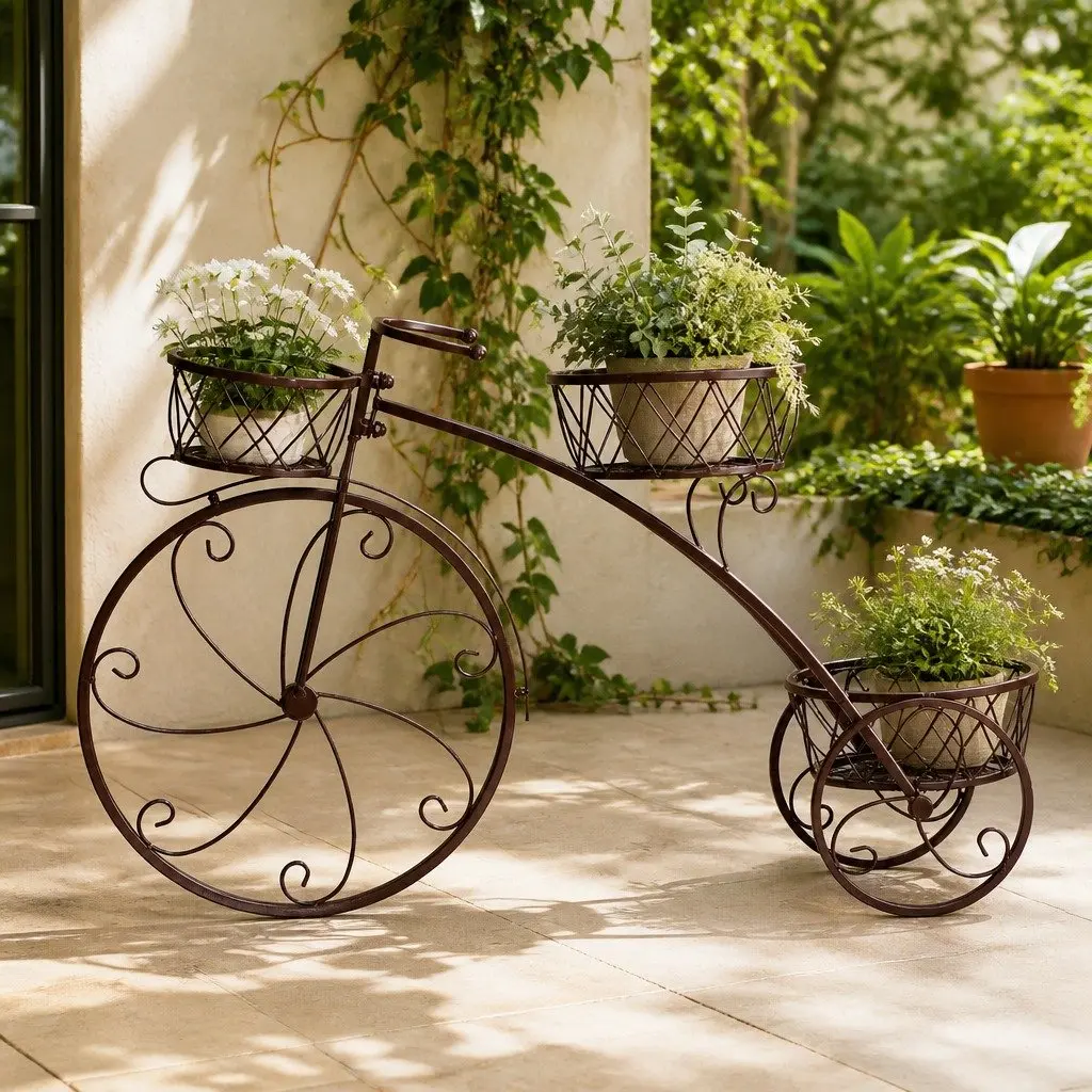 Metal Plant Stand Indoor Outdoor Steel Frame Tiered Pot Display Garden Balcony
