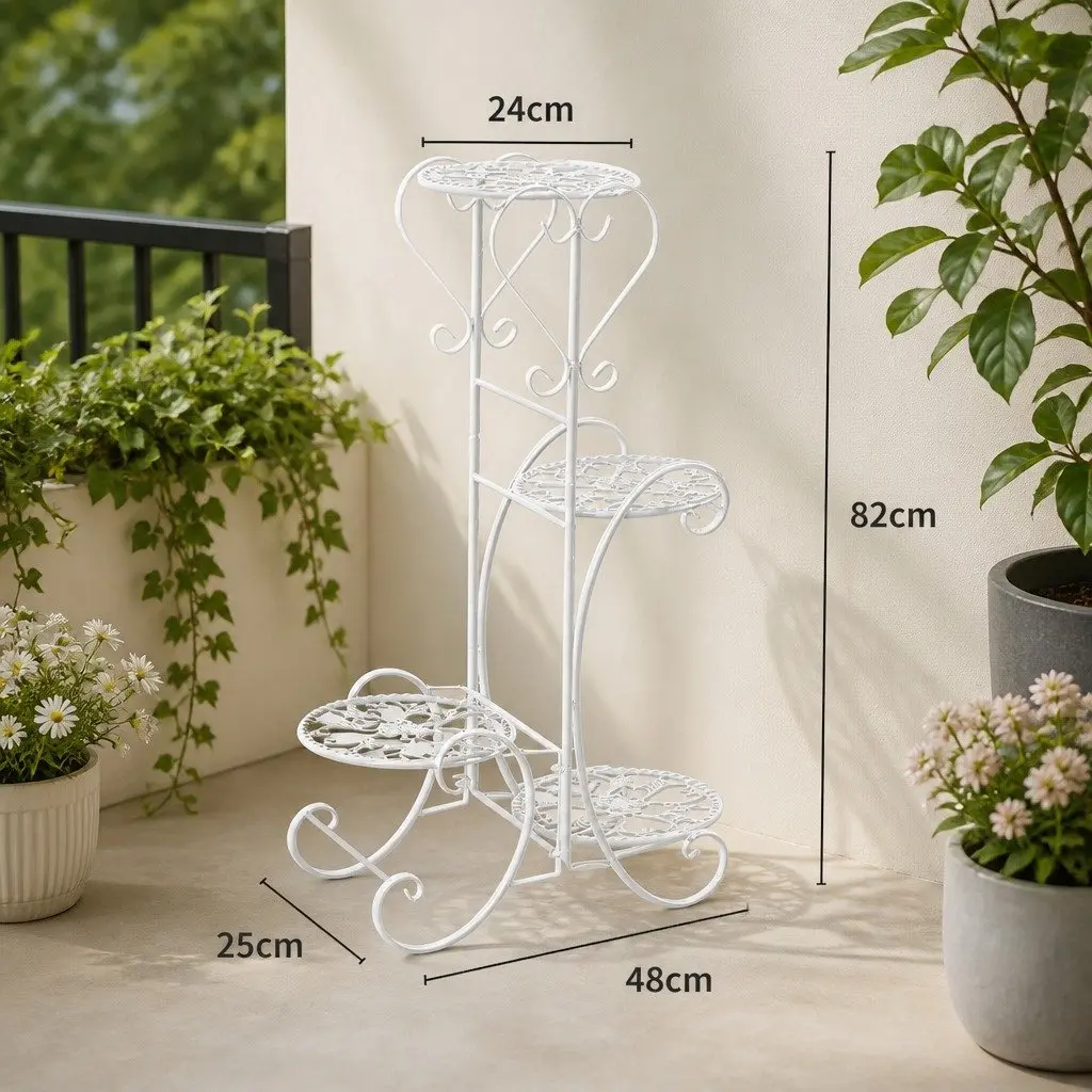 4 Tier Metal Plant Stand Indoor Outdoor Garden Balcony Flower Pot Display Shelf