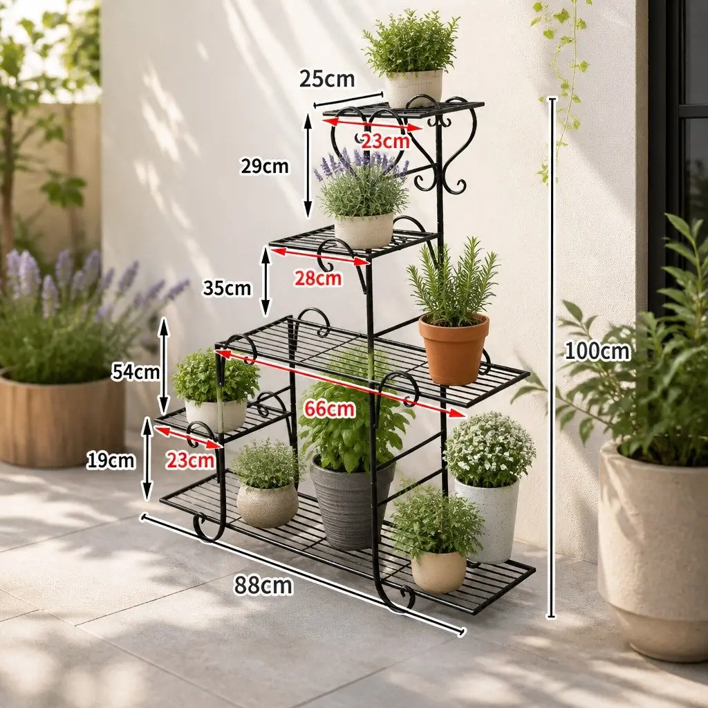 5 Tier Plant Stand Metal Steel Indoor Outdoor Garden Flower Pot Display Shelves