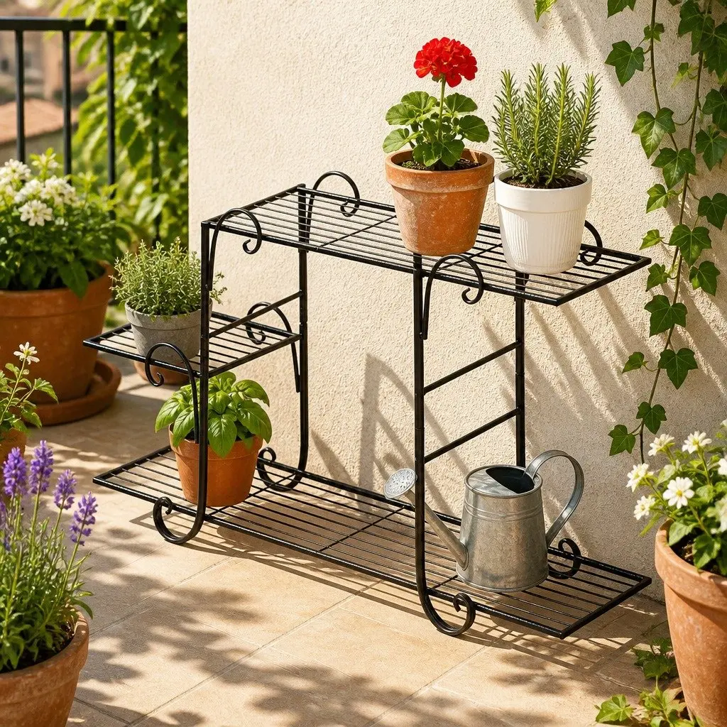 5 Tier Plant Stand Metal Steel Indoor Outdoor Garden Flower Pot Display Shelves
