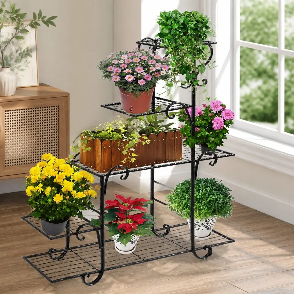 5 Tier Plant Stand Metal Steel Indoor Outdoor Garden Flower Pot Display Shelves