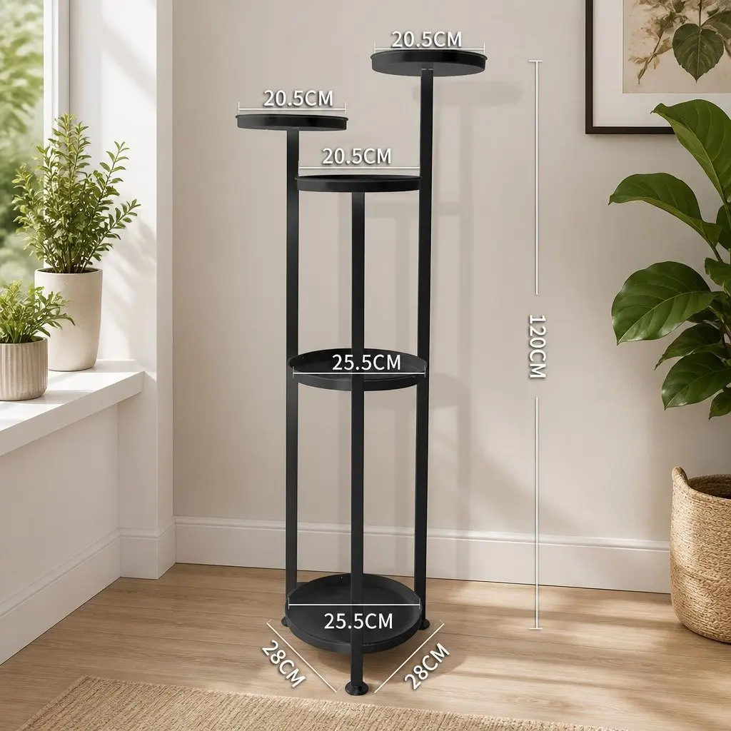 5 Tier Plant Stand Metal Display Shelf Black Large