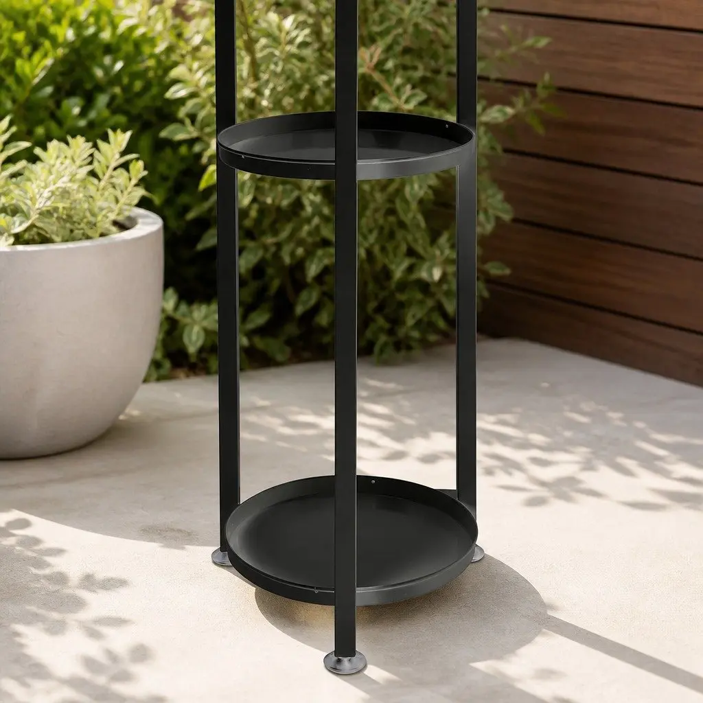 5 Tier Plant Stand Metal Display Shelf Black Large