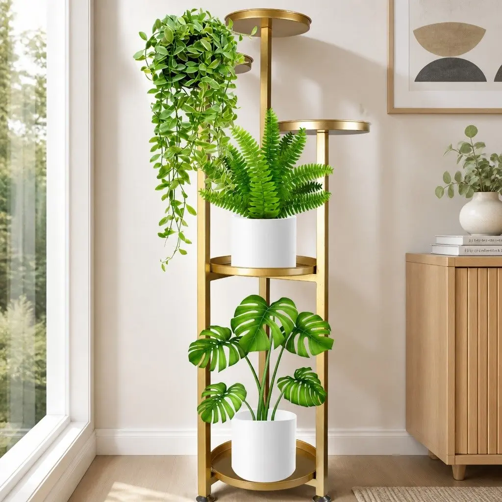 5 Tier Metal Plant Stand Indoor Outdoor Flower Pot Rack Display Shelf Gold Large