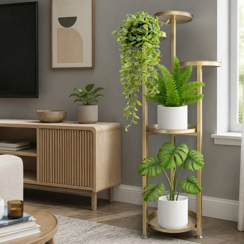 5 Tier Metal Plant Stand Indoor Outdoor Flower Pot Rack Display Shelf Gold Large