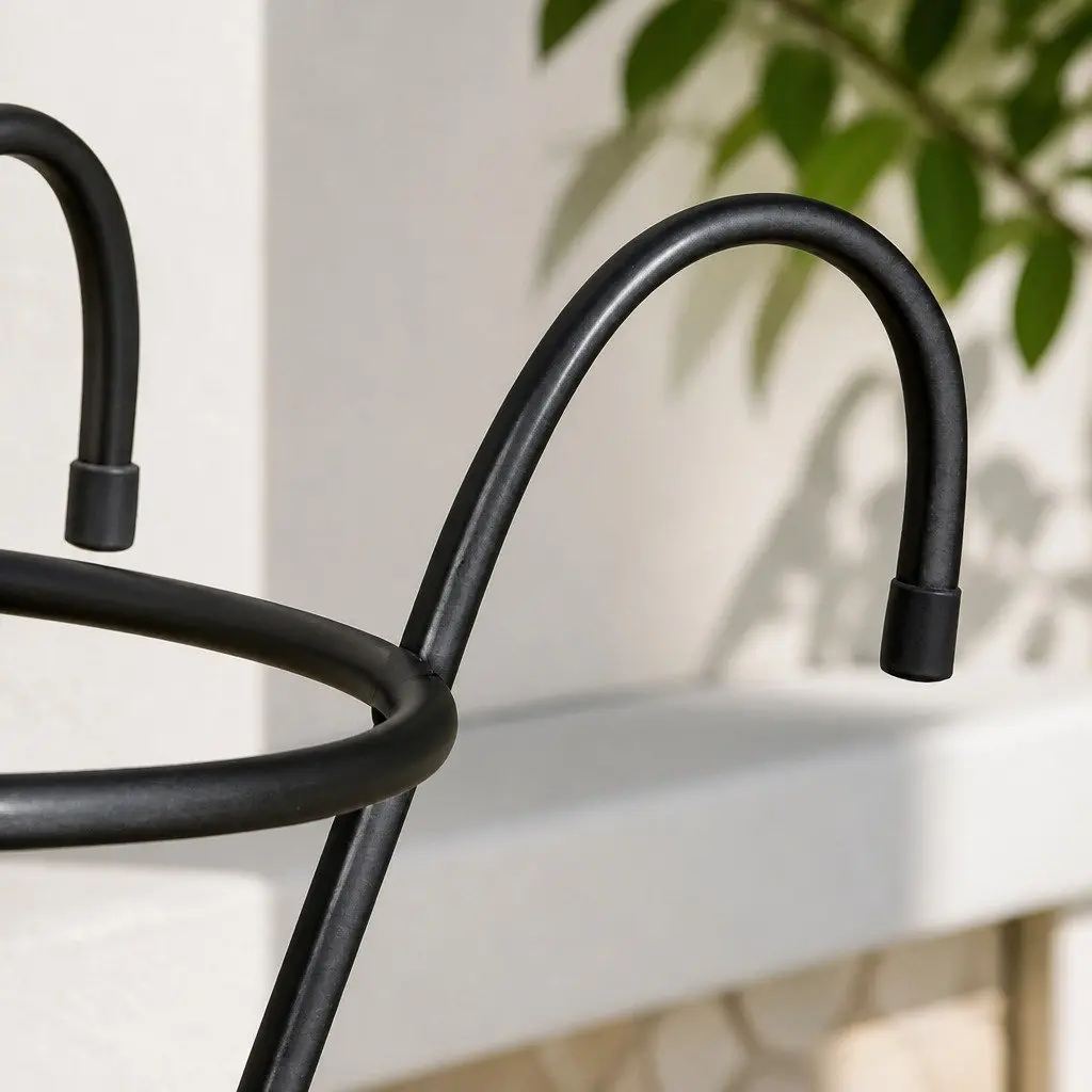 Flower Pot Plant Holder Stand Hook Rail Hanging Basket Steel Black 10kg Capacity
