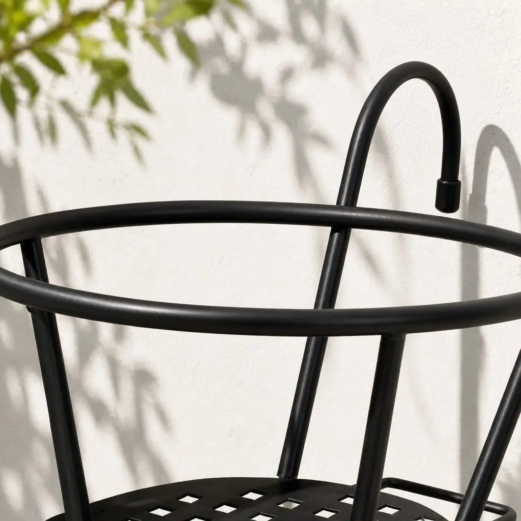 Flower Pot Plant Holder Stand Hook Rail Hanging Basket Steel Black 10kg Capacity