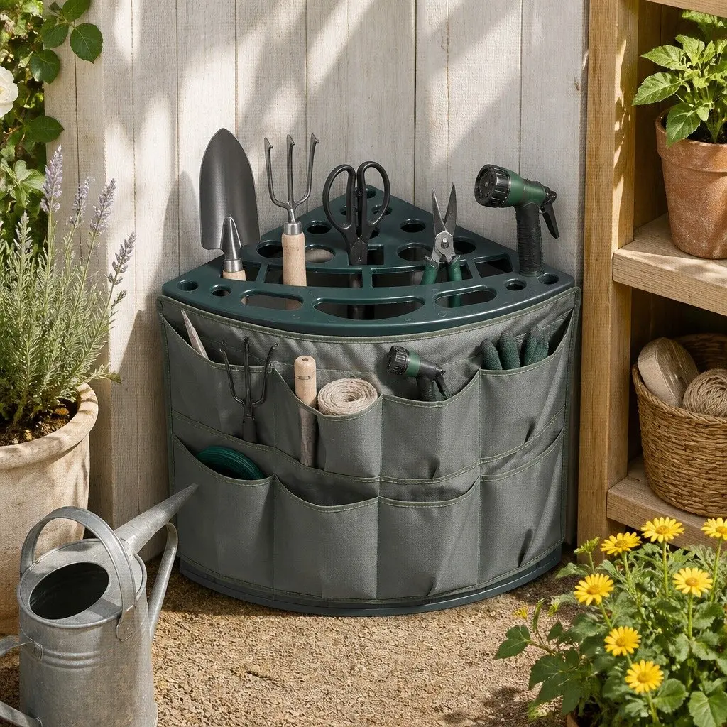 Garden Tool Rack Weatherproof 27 Slots Space-Saving