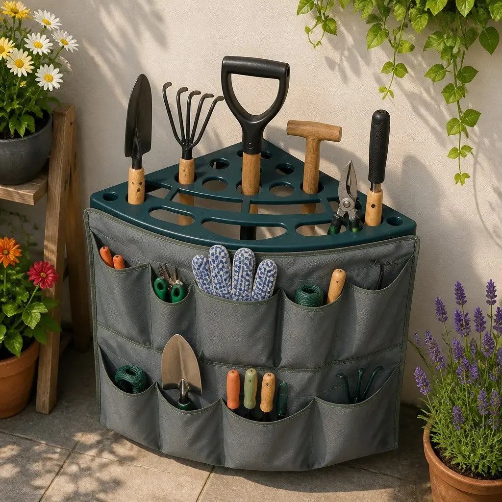 Garden Tool Rack Weatherproof 27 Slots Space-Saving