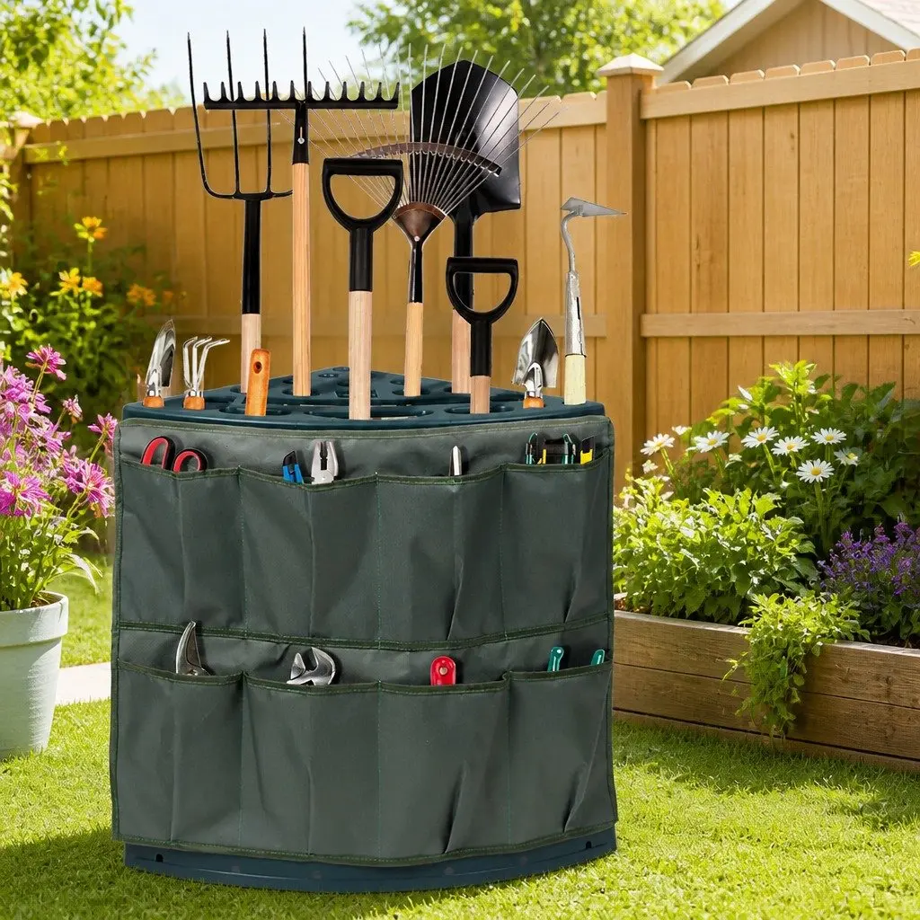 Garden Tool Rack Weatherproof 27 Slots Space-Saving