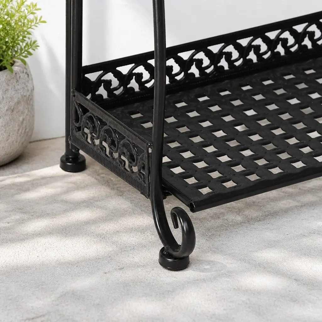 4 Tier Plant Stand Durable Steel Frame Powder Coated Black 33cm W x 20cm D x 87cm H Indoor Outdoor Garden Balcony Display Rack