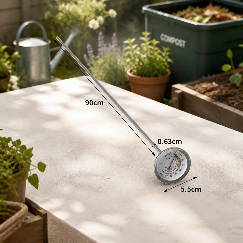 90cm Soil Thermometer Compost Probe 0-120°C Measuring Range Stainless Steel