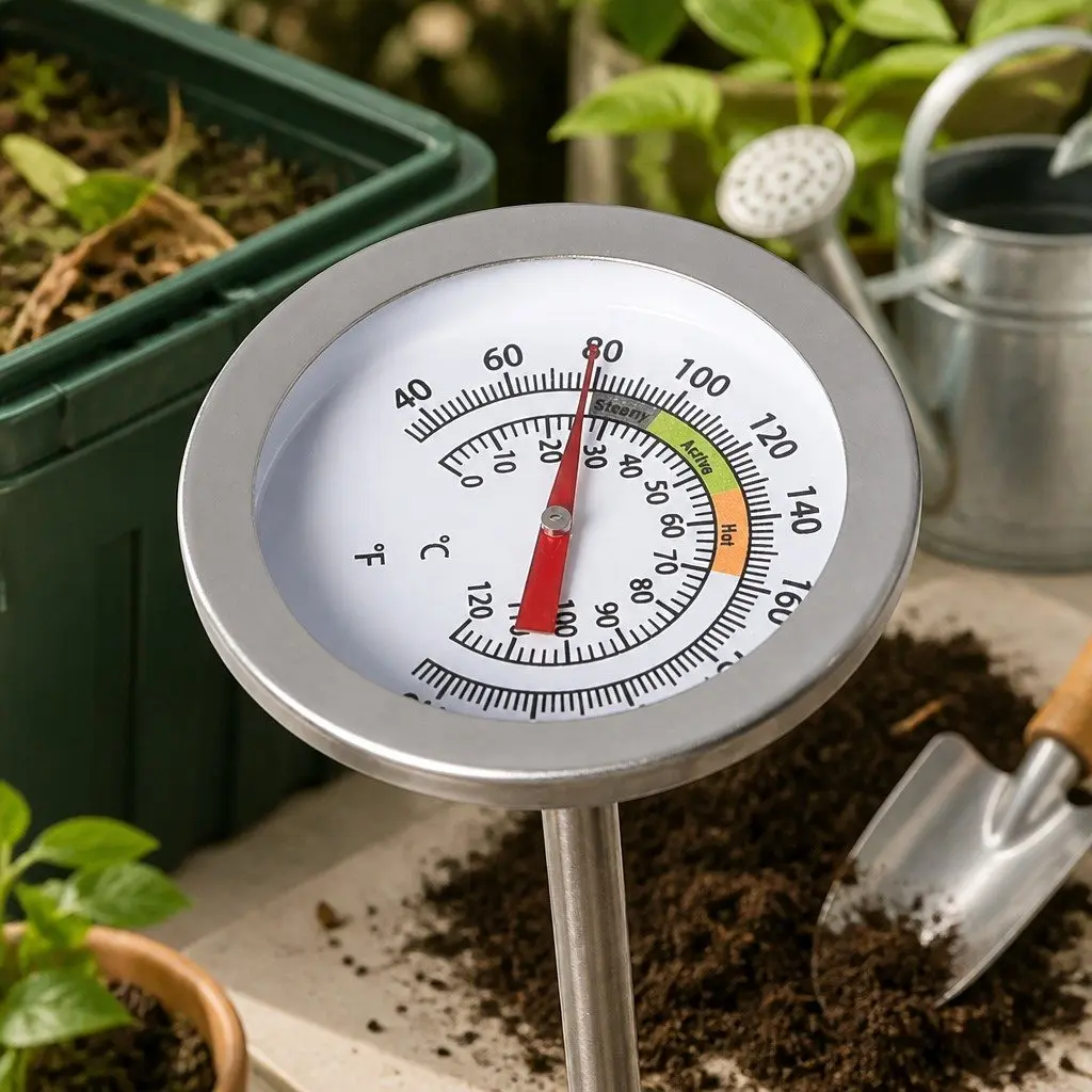 90cm Soil Thermometer Compost Probe 0-120°C Measuring Range Stainless Steel