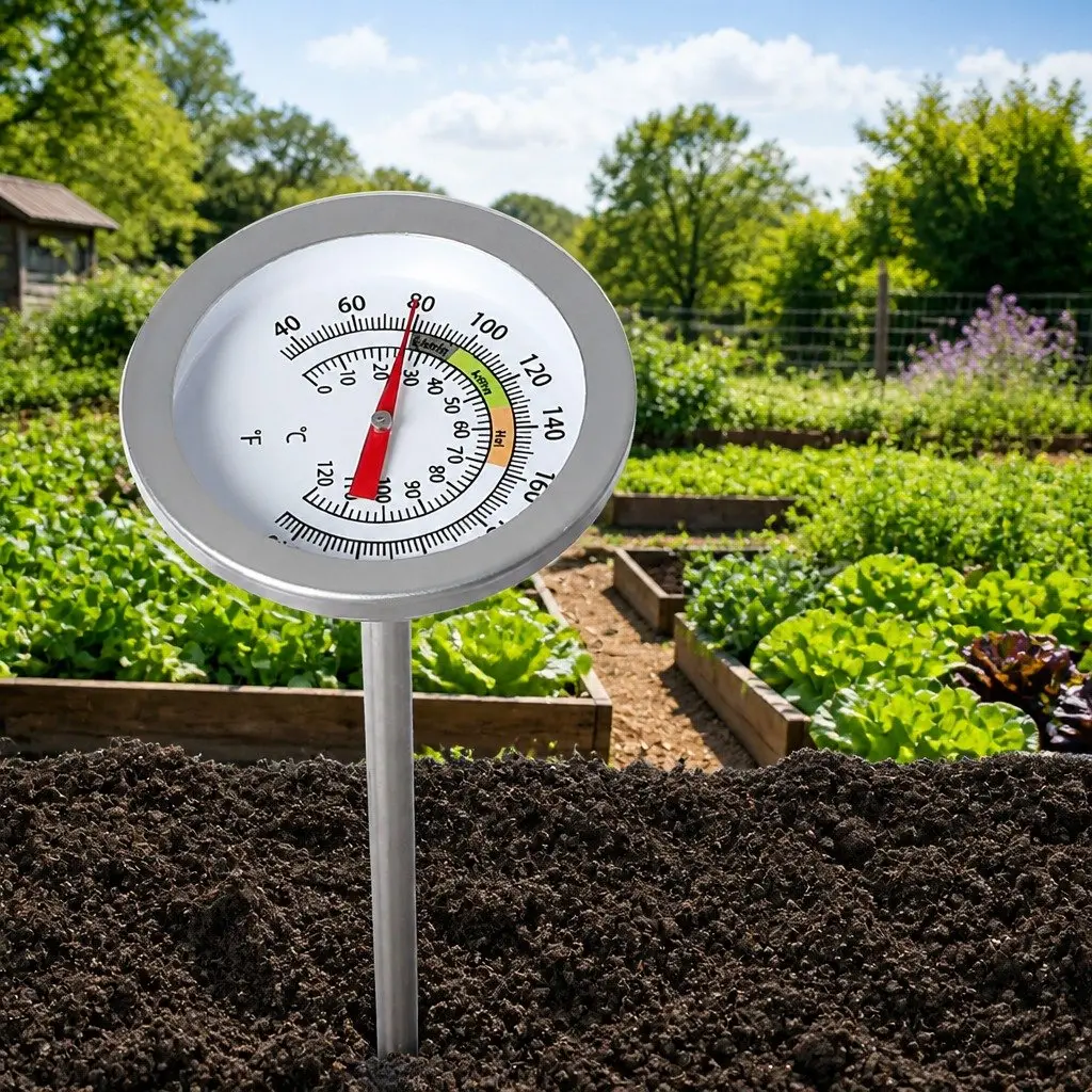 90cm Soil Thermometer Compost Probe 0-120°C Measuring Range Stainless Steel