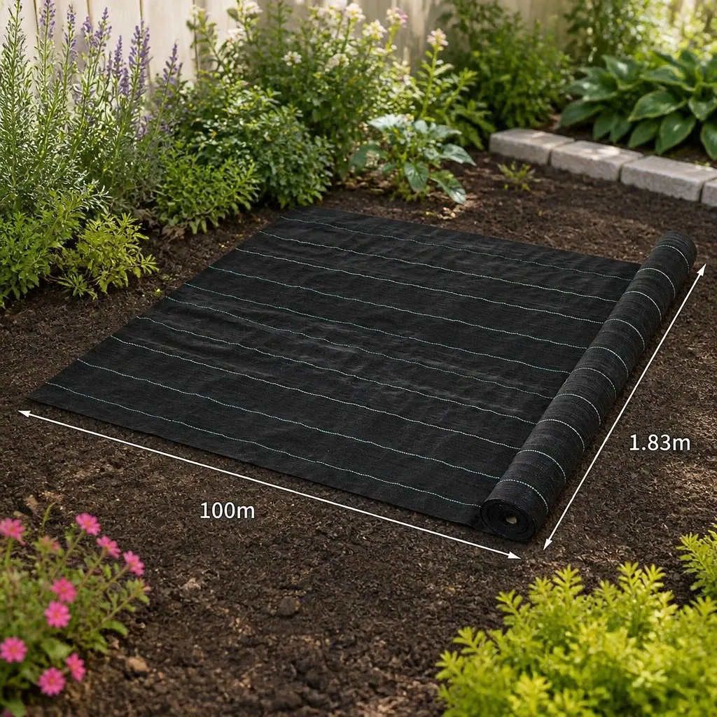 Weed Mat 1.83m x 100m Garden Landscape Fabric Plant Control UV-Resistant Porous