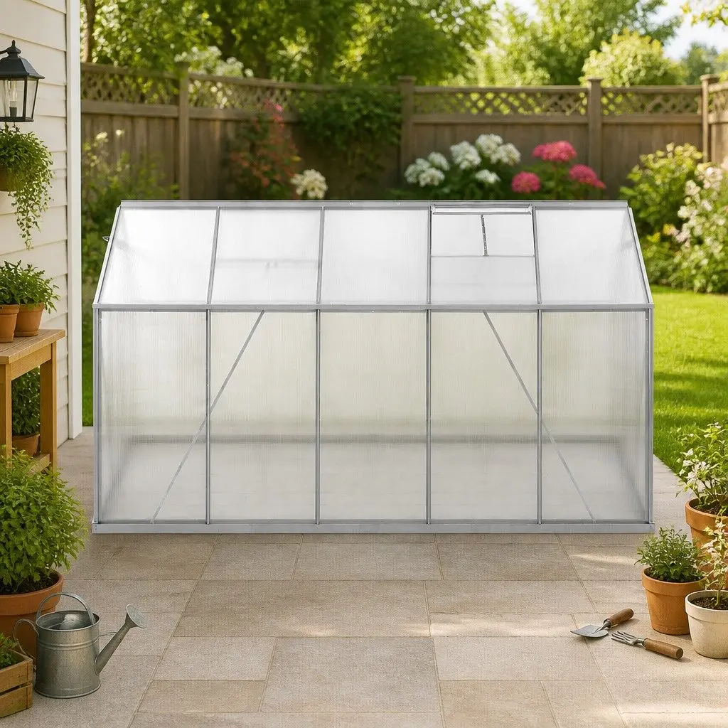 Aluminium Walk In Greenhouse Polycarbonate Large Outdoor 3.16m x 1.9m x 1.95m
