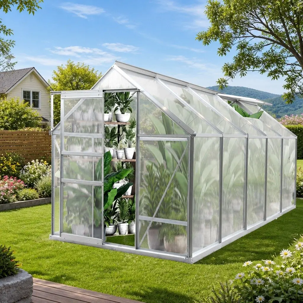 Aluminium Walk In Greenhouse Polycarbonate Large Outdoor 3.16m x 1.9m x 1.95m