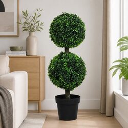 Artificial Double Ball Topiary Cedar Trees Indoor Outdoor Spiral Faux Plant