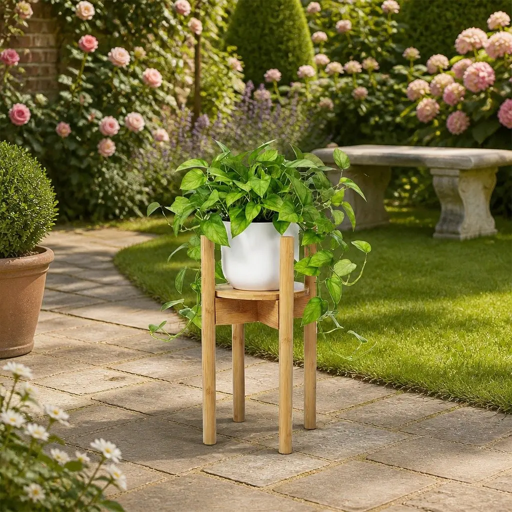 Bamboo Adjustable Plant Stand Expandable 23-30cm Reversible
