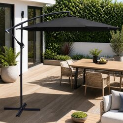 Outdoor Cantilever Umbrella 3m Side Post Octagonal Patio Garden Shade Black