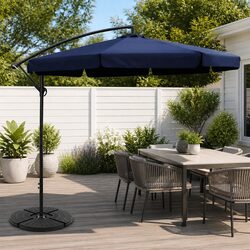 Outdoor Cantilever Umbrella 3m Side Post Garden Patio Shade Navy Octagonal
