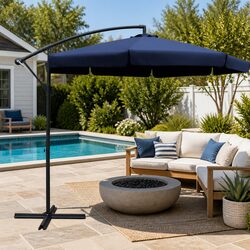 Outdoor Cantilever Umbrella 3m Navy Side Post Garden Patio Shade UV50+