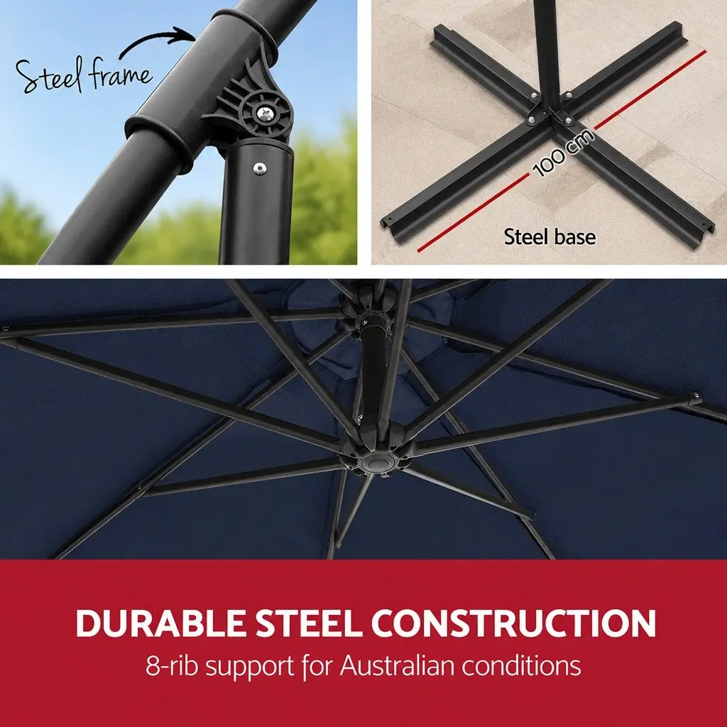3m Navy Umbrella for Shade