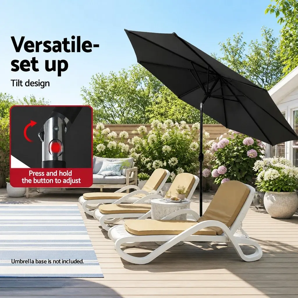 Outdoor Umbrella Octagon Canopy 2.7m Centre Post Black