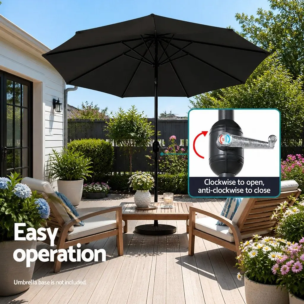 Outdoor Umbrella Octagon Canopy 2.7m Centre Post Black