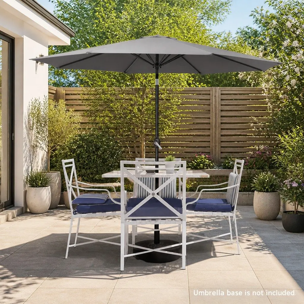 Outdoor Umbrella 2.7m Charcoal UV50+ Tilt Mechanism Garden Patio Shade
