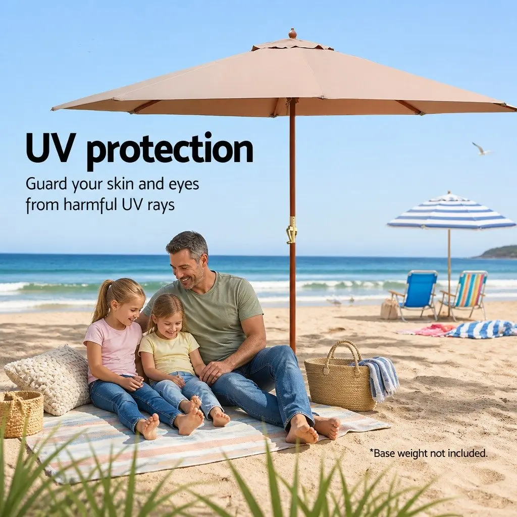 Outdoor Umbrella Centre Post Octagon Canopy 3m Beach Garden Patio Sun Shade