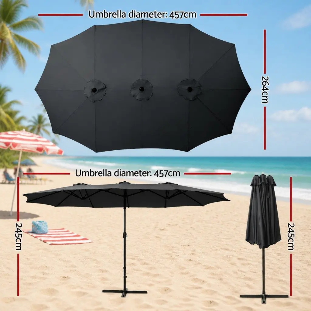 Outdoor Umbrella Centre Post Dodecagon Canopy 4.57m Black Shade