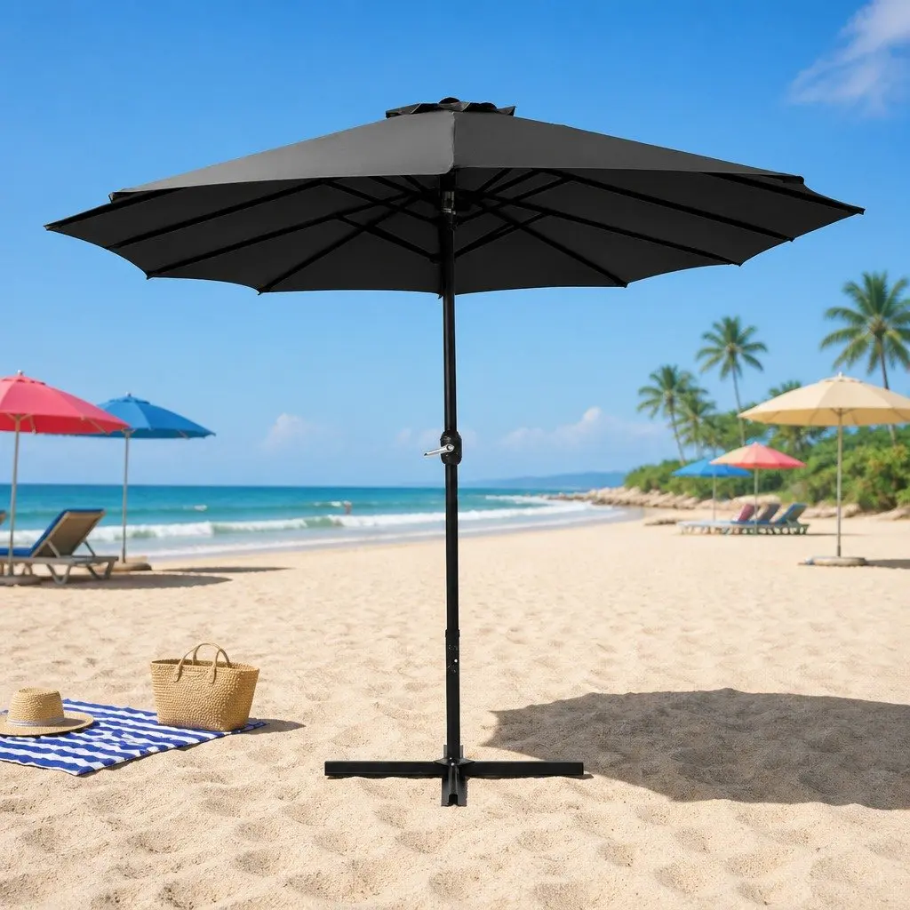 Outdoor Umbrella Centre Post Dodecagon Canopy 4.57m Black Shade