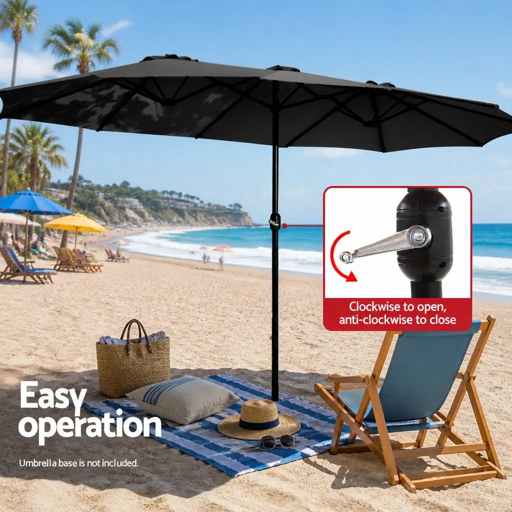Outdoor Umbrella Centre Post Dodecagon Canopy 4.57m Black Shade