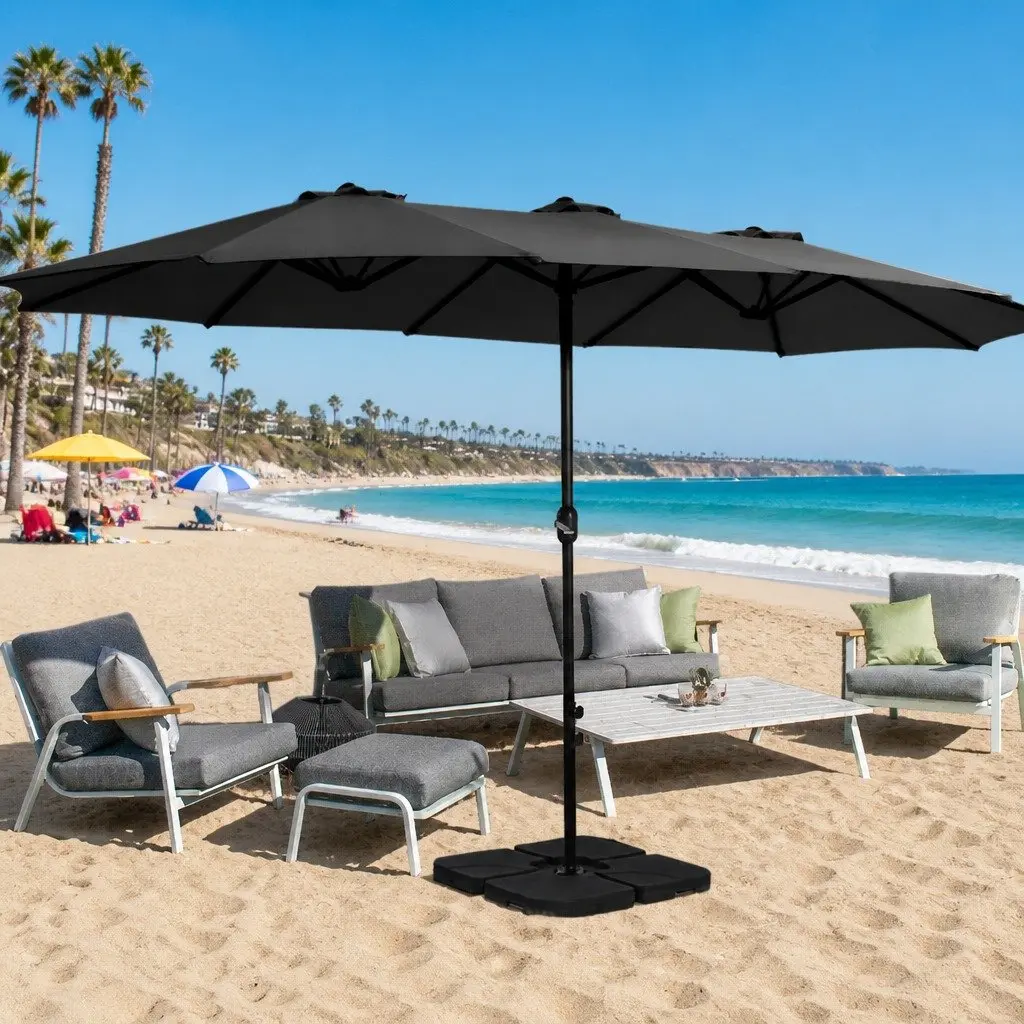 Outdoor Umbrella Centre Post Dodecagon Canopy 4.57m Black Shade