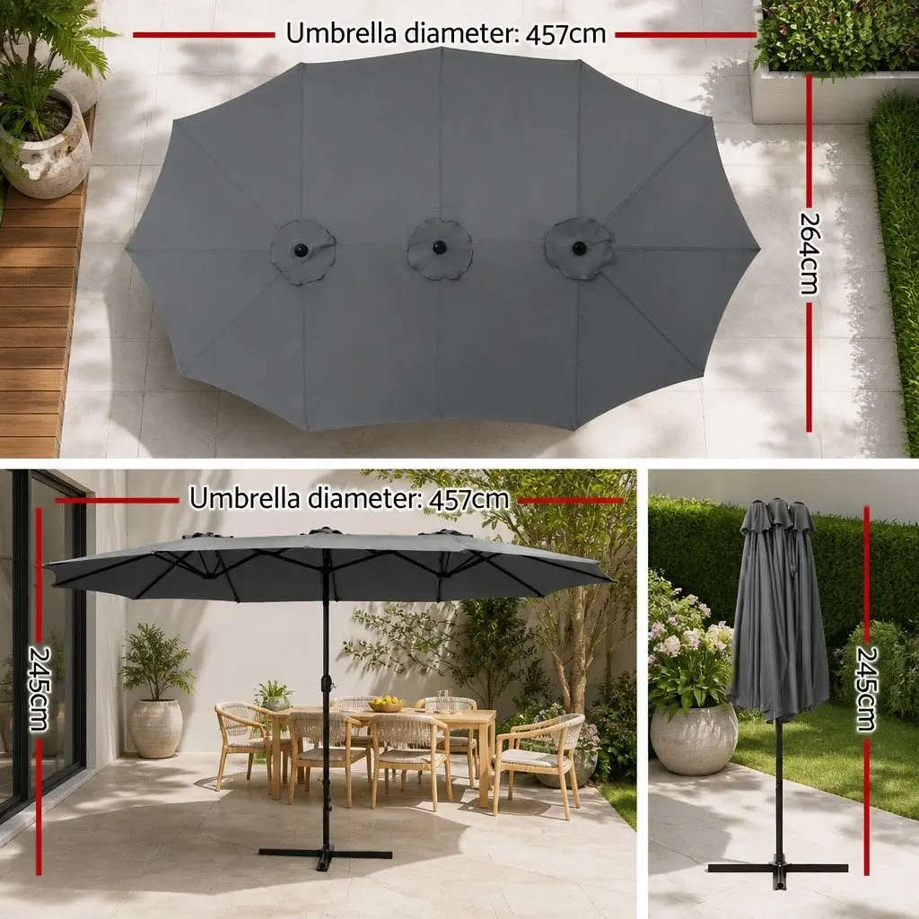Outdoor Umbrella Centre Post Dodecagon Canopy 4.57m Charcoal