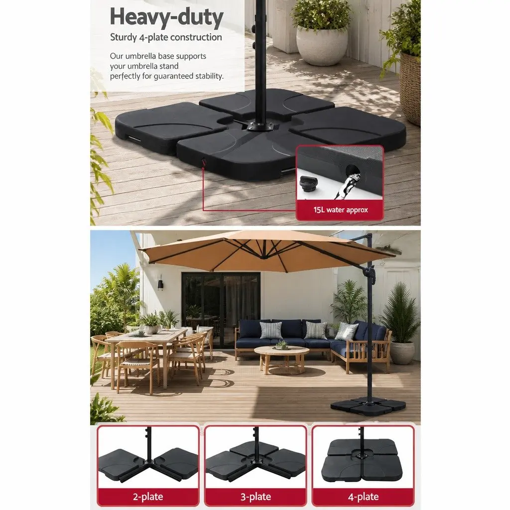 Outdoor Umbrella 3m Octagonal Side Post Beige Canopy with 360 Degree Rotation