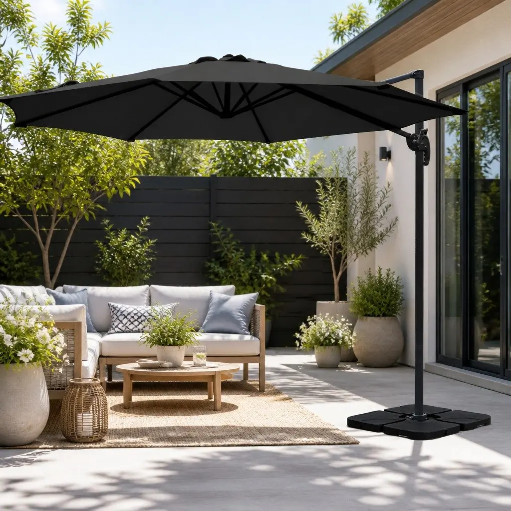 Outdoor Umbrella Side Post 3m Octagonal Canopy 360 Rotatable