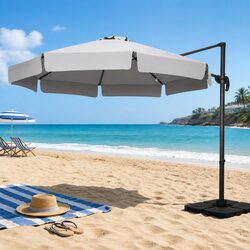 Outdoor Cantilever Umbrella 3m Octagonal UV50+ Sunshade with Water Fillable Base