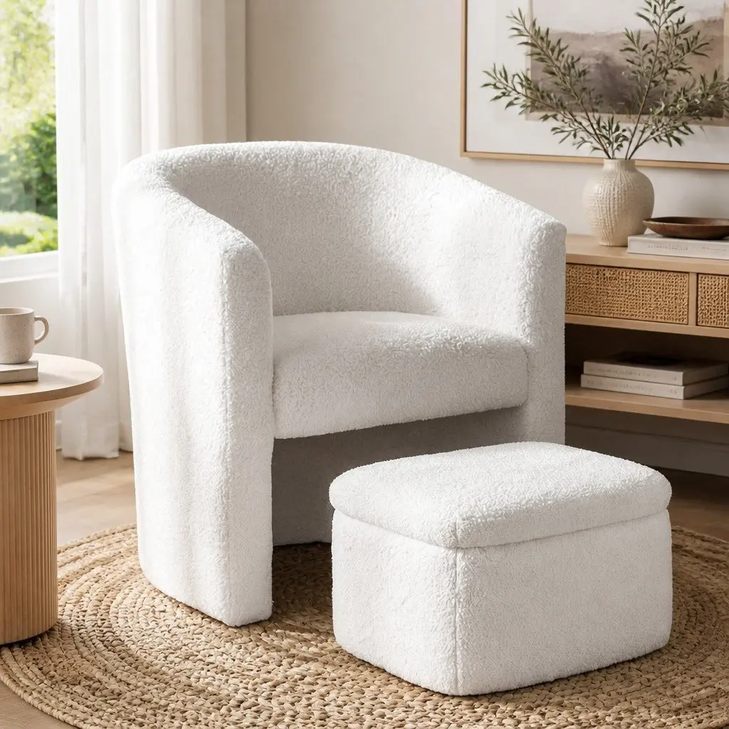 Accent Chair with Storage Ottoman