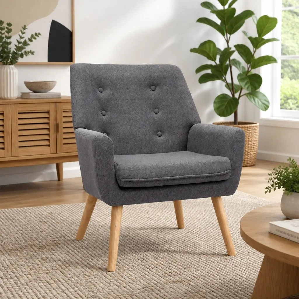 Grey Linen Armchair