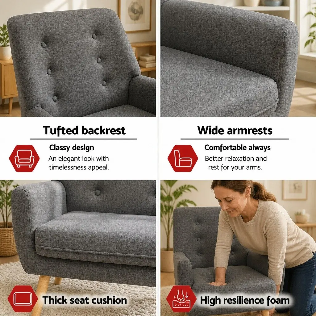 Grey Linen Armchair