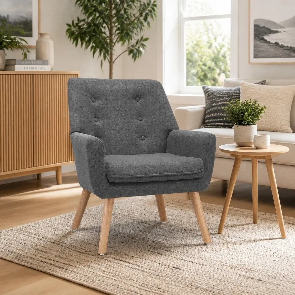 Grey Linen Armchair