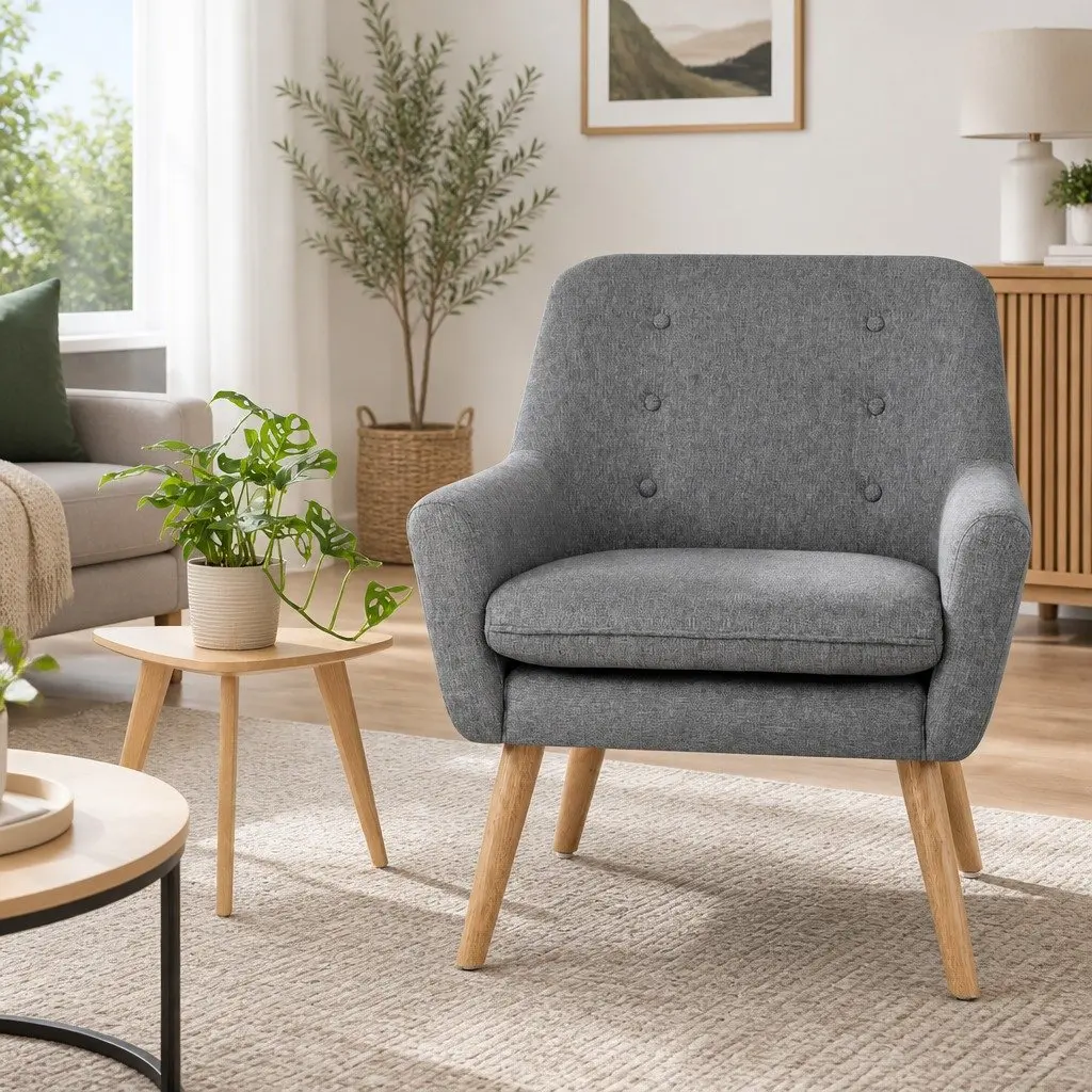 Grey Linen Armchair