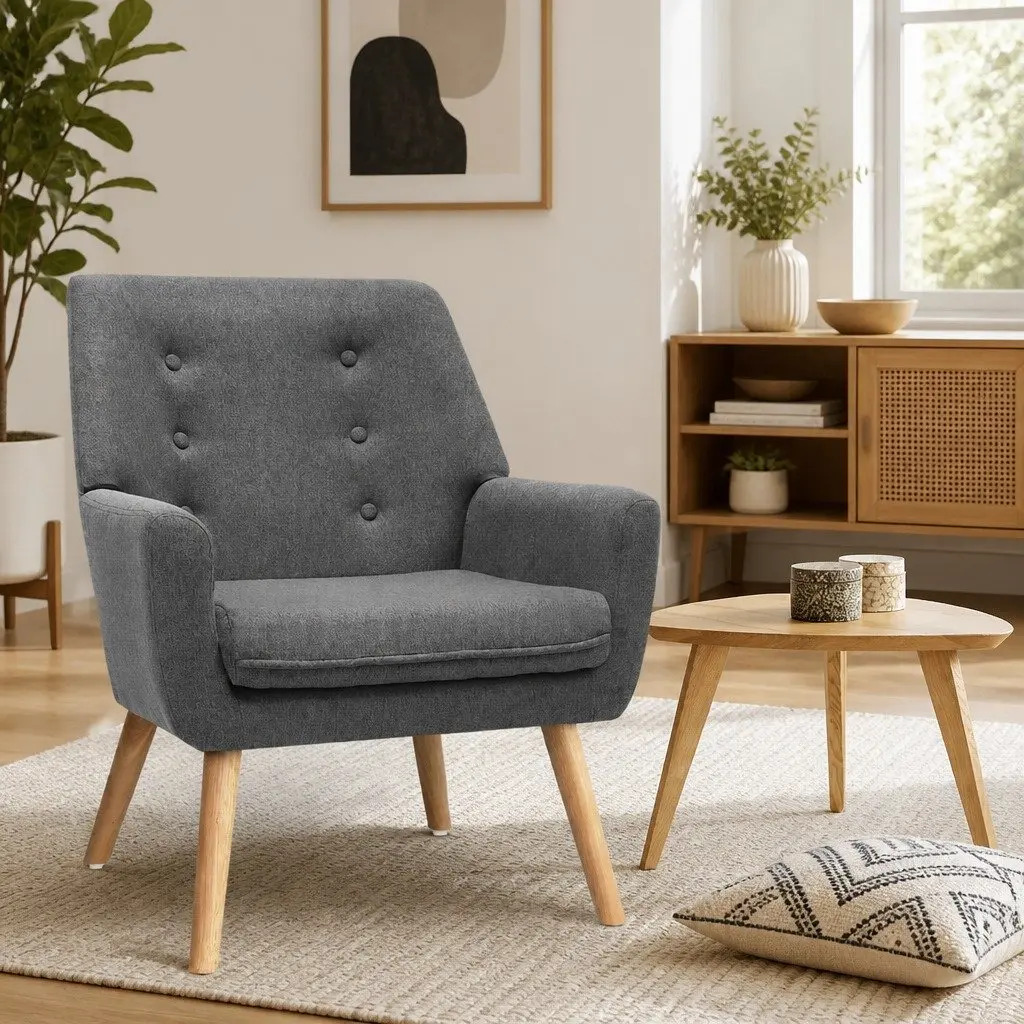 Grey Linen Armchair