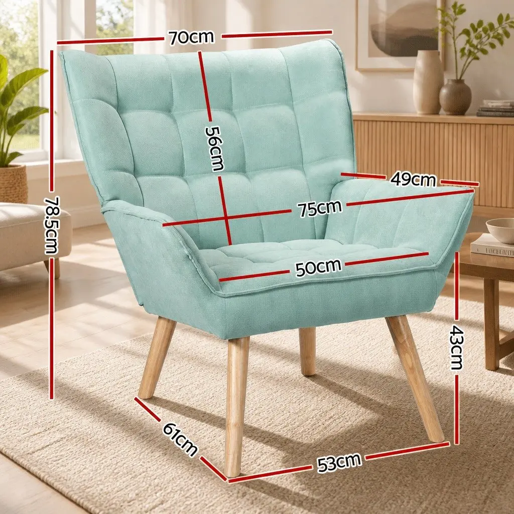Armchair Lounge Chair Accent Sofa Seat Modern Design Faux Linen Blue Furniture