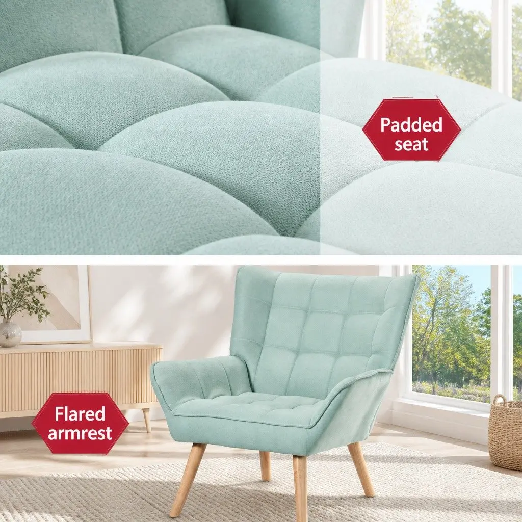 Armchair Lounge Chair Accent Sofa Seat Modern Design Faux Linen Blue Furniture