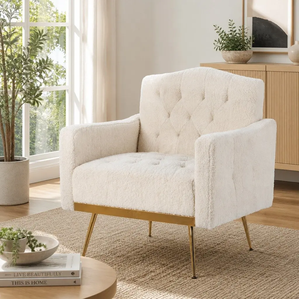Beige Boucle Armchair