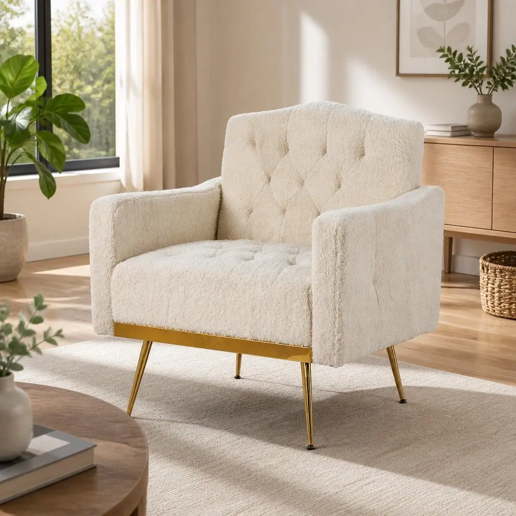 Beige Boucle Armchair