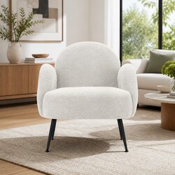 Your Cozy White Boucle Armchair with Steel Legs